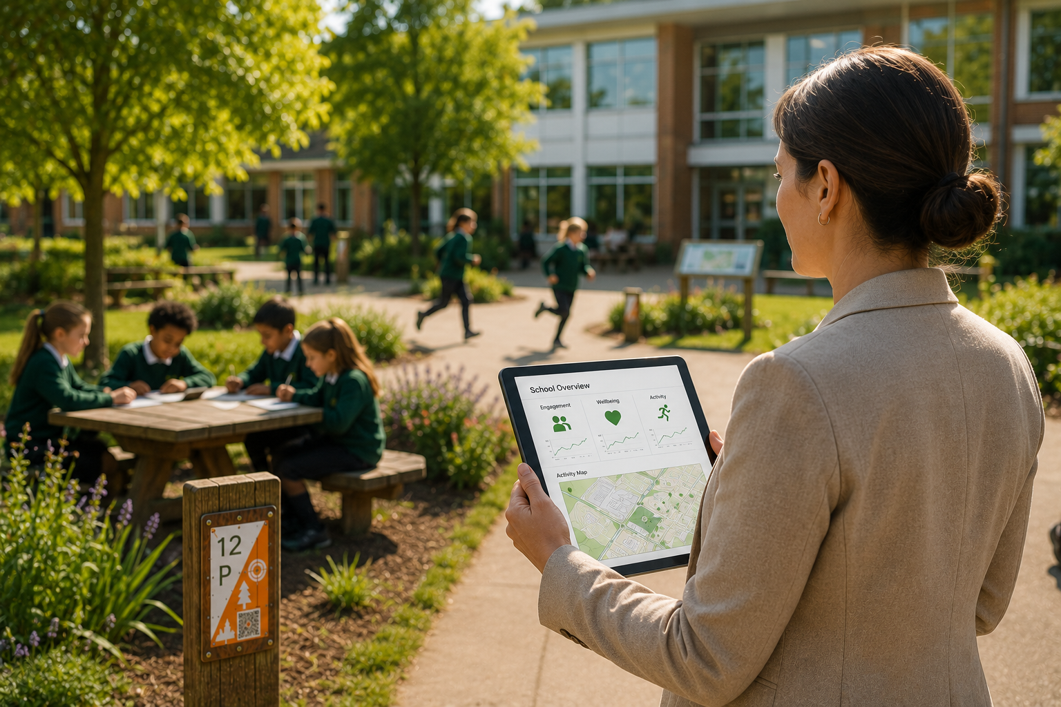 School pupils outdoors